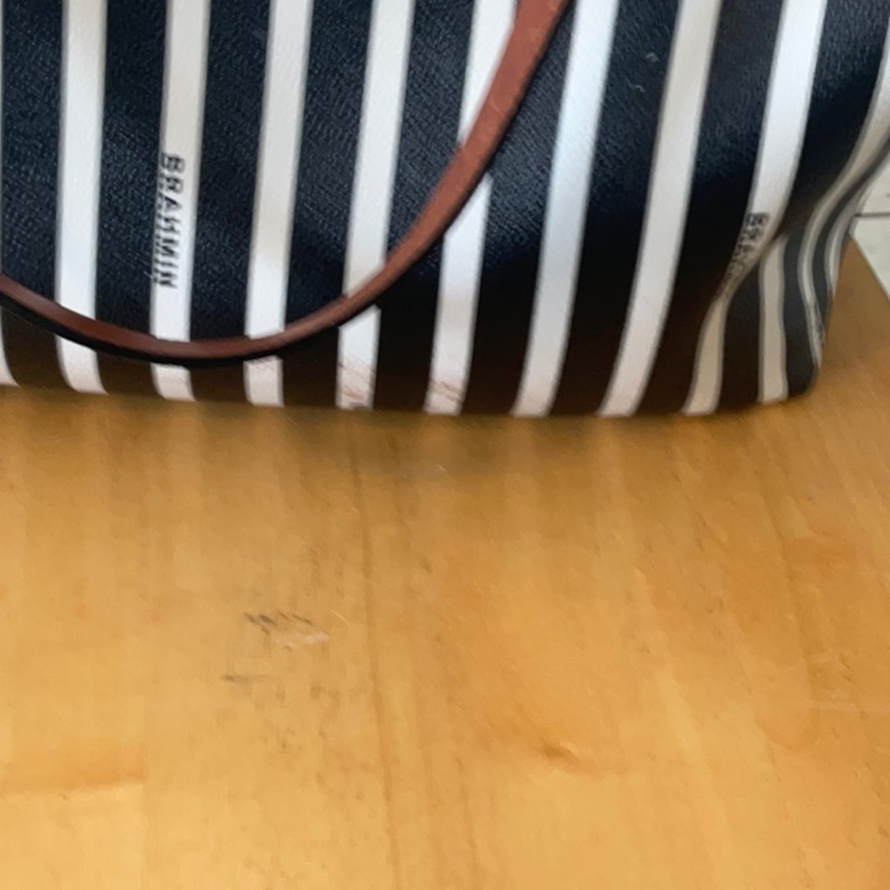 BrahminBlack and White Striped Tote Bag - Picture 6 of 12